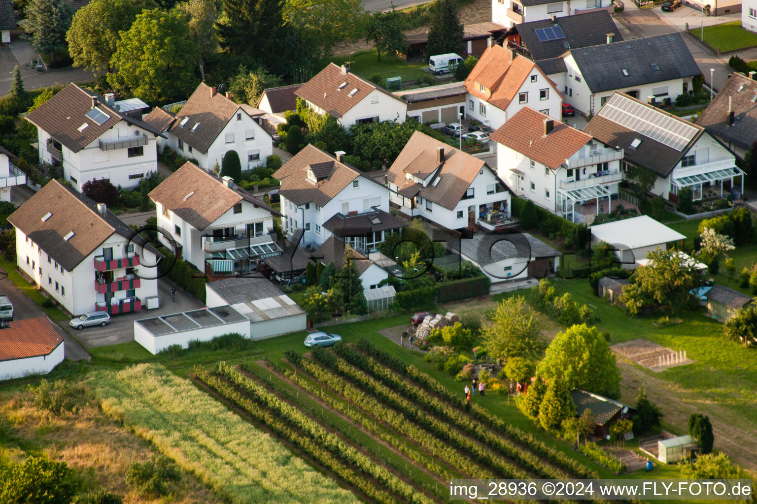 Runzweg in the district Urloffen in Appenweier in the state Baden-Wuerttemberg, Germany from above