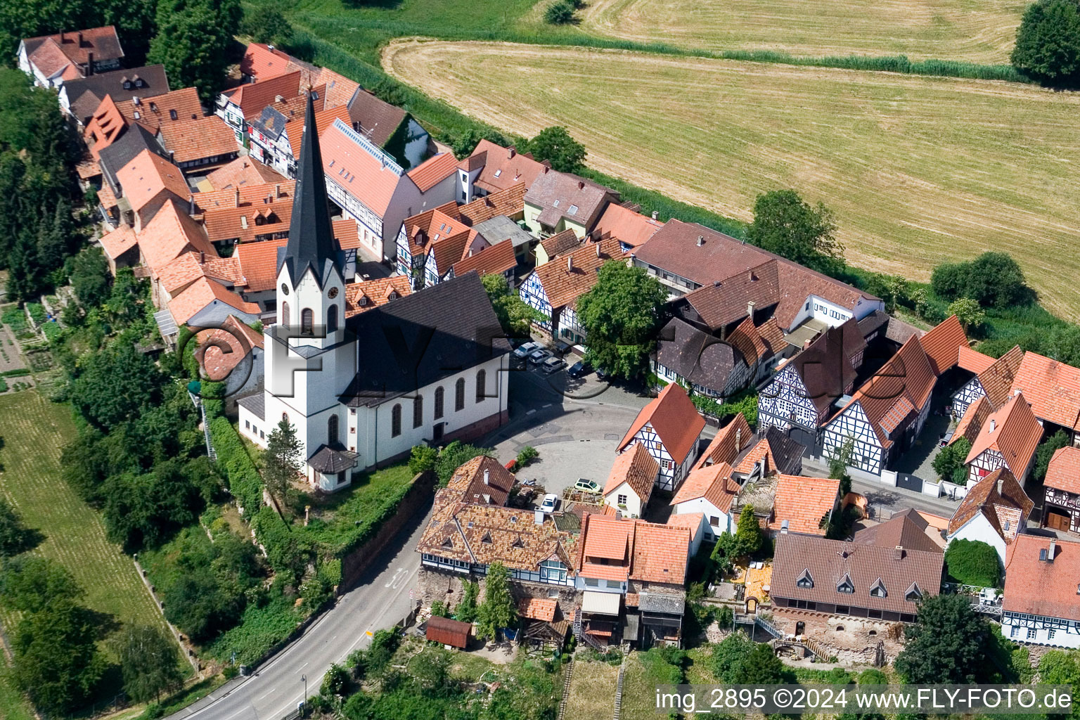 Old Town area and church Hinterstaedtl in the Ludwigstrasse in Jockgrim in the state Rhineland-Palatinate