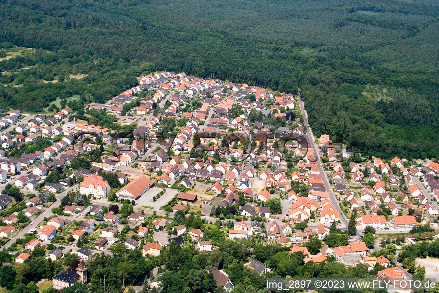 Aerial view of South in Jockgrim in the state Rhineland-Palatinate, Germany