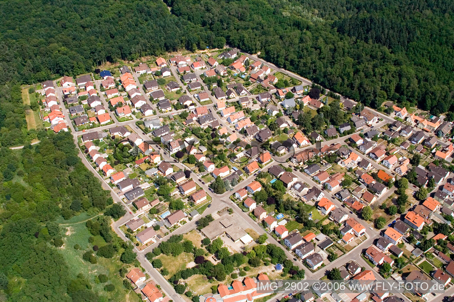 Aerial photograpy of South in Jockgrim in the state Rhineland-Palatinate, Germany