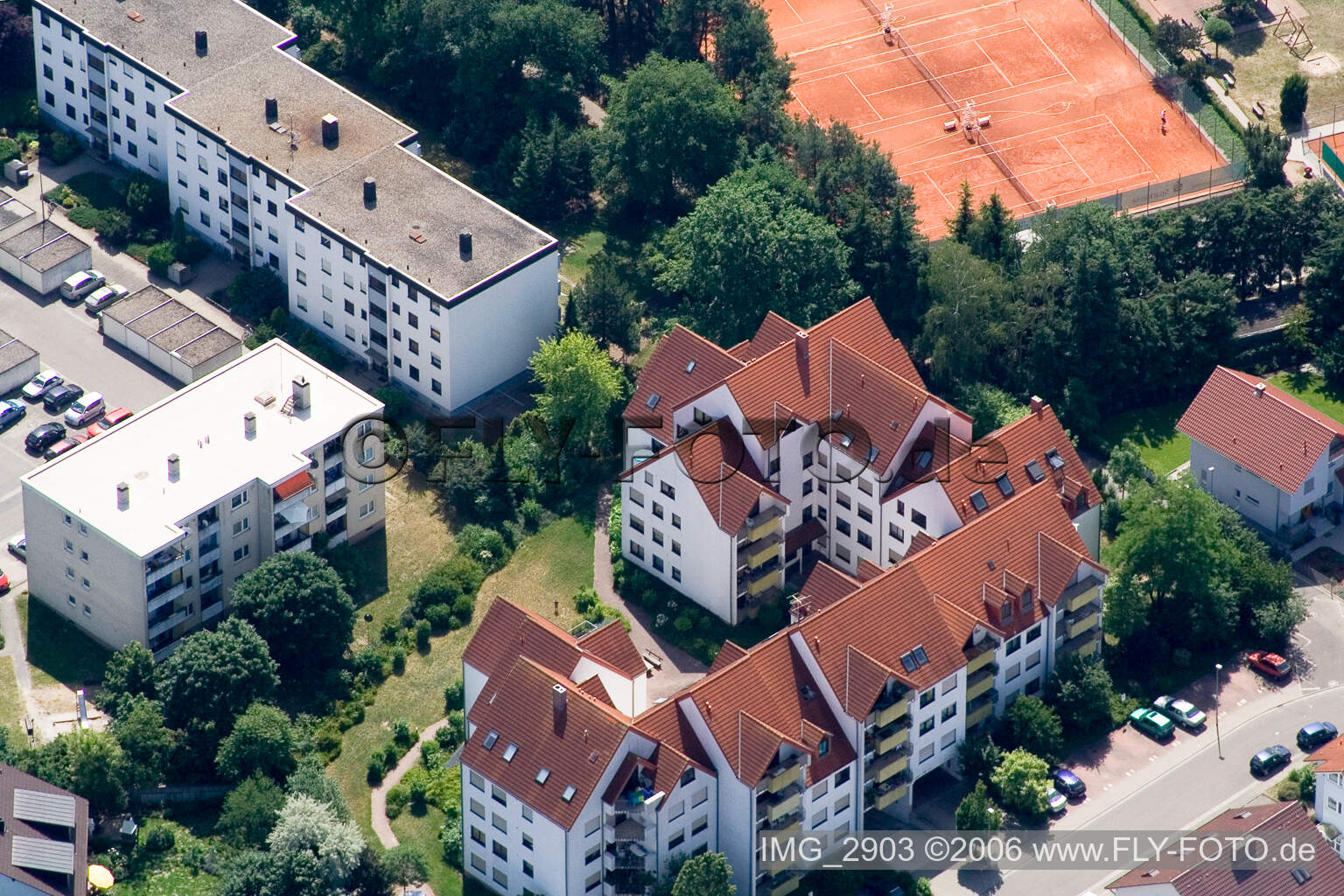 Oblique view of South in Jockgrim in the state Rhineland-Palatinate, Germany