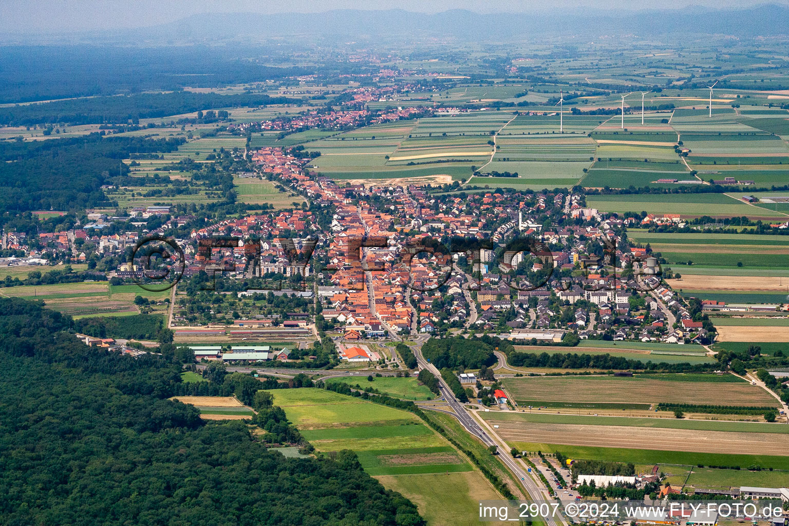 Oblique view of From the east in Kandel in the state Rhineland-Palatinate, Germany