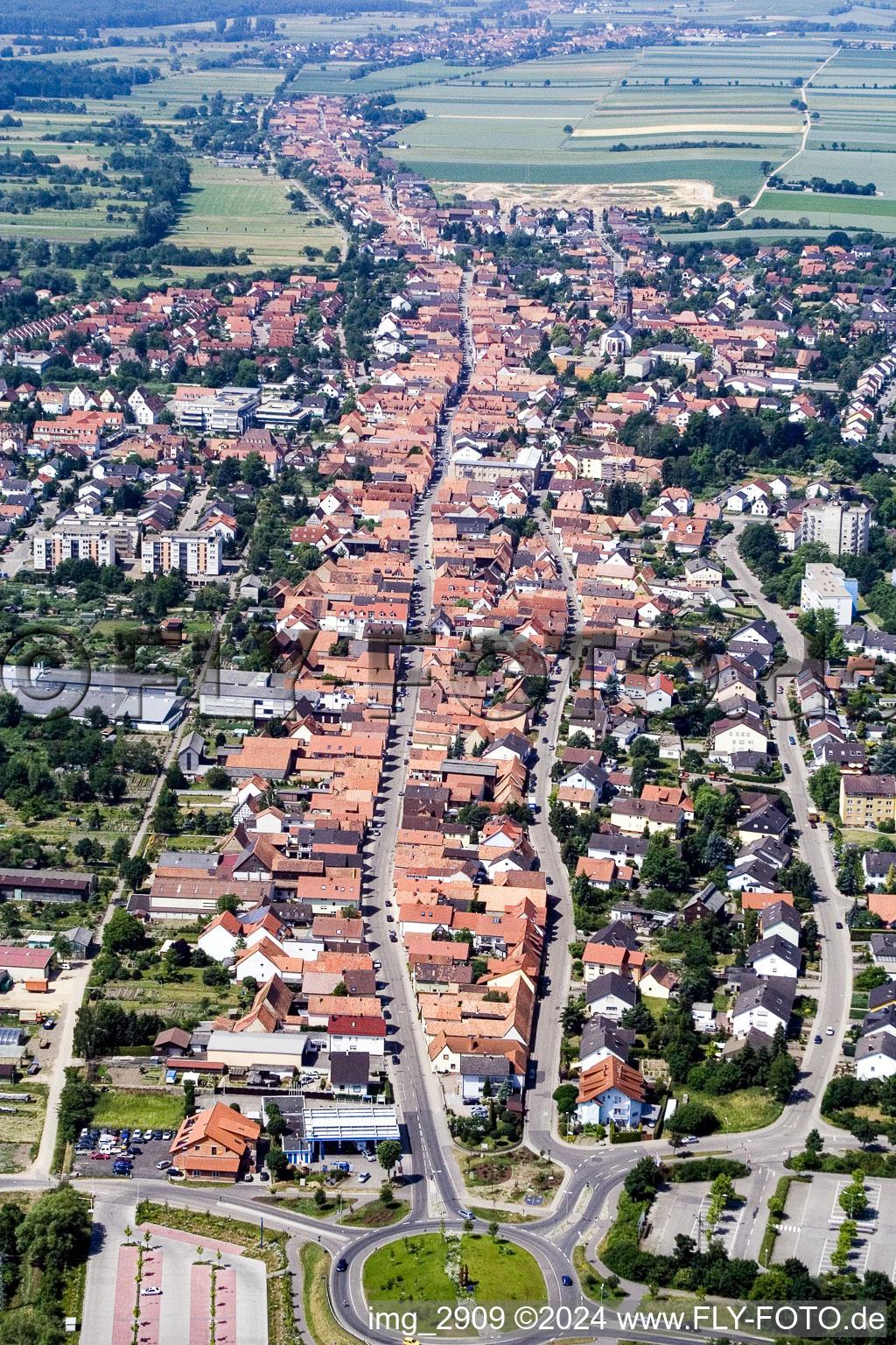 Rheinstrasse from the east in Kandel in the state Rhineland-Palatinate, Germany