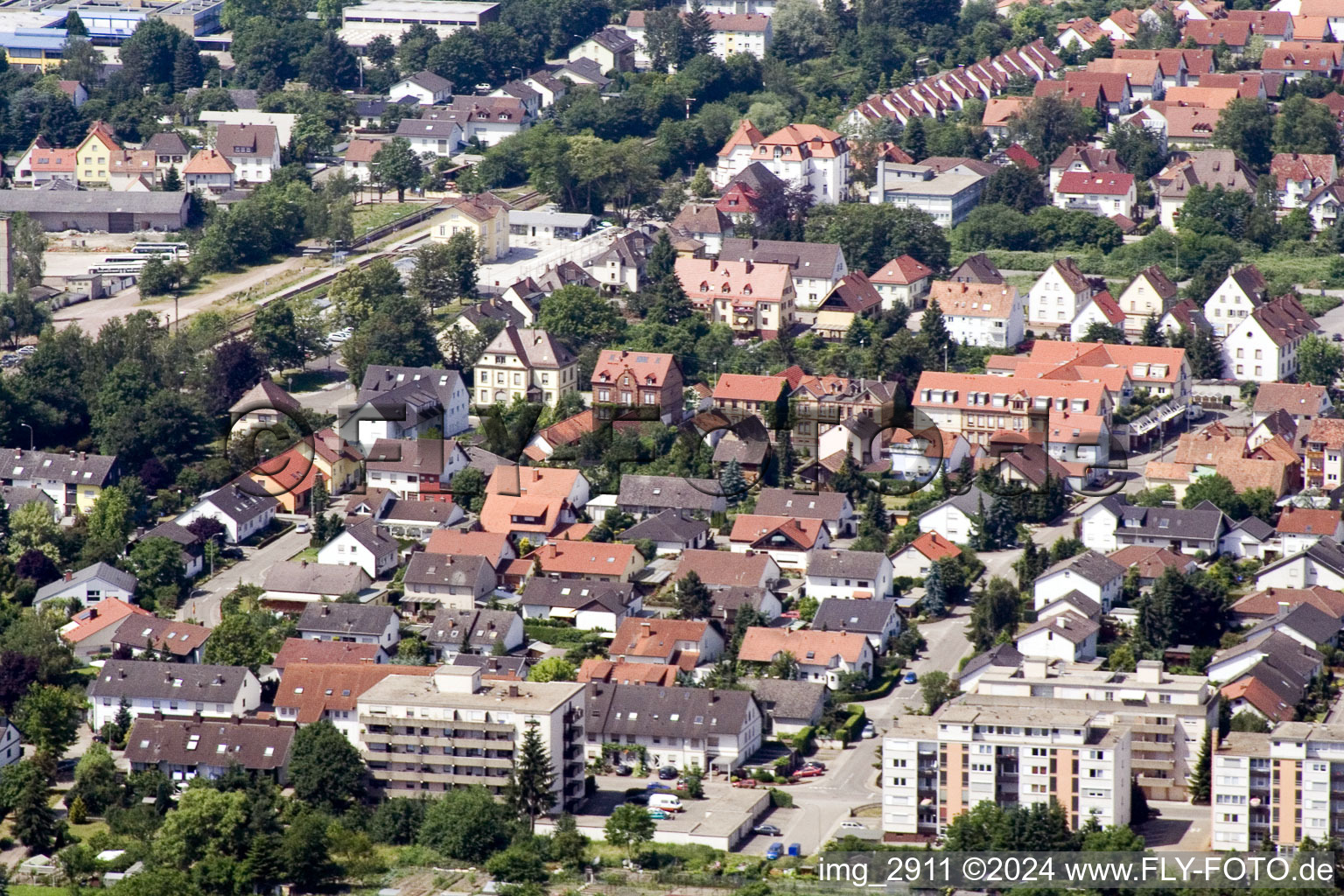 Bismarckstraße , Gartenstraße from the east in Kandel in the state Rhineland-Palatinate, Germany