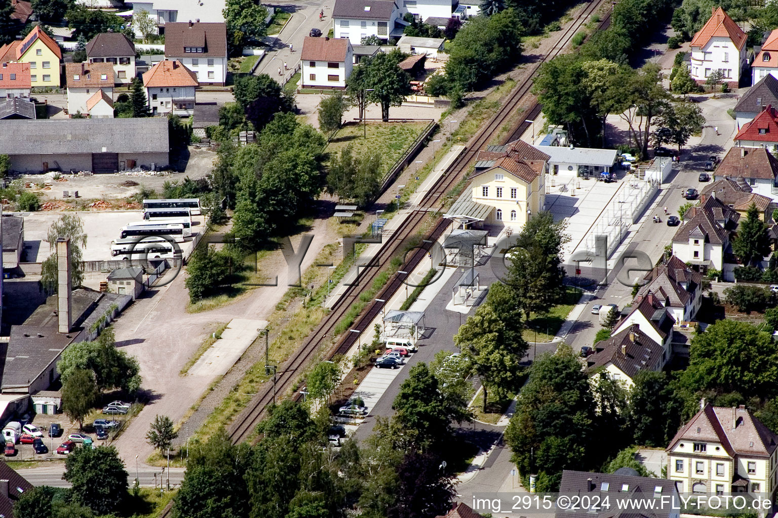 Train station from the east in Kandel in the state Rhineland-Palatinate, Germany