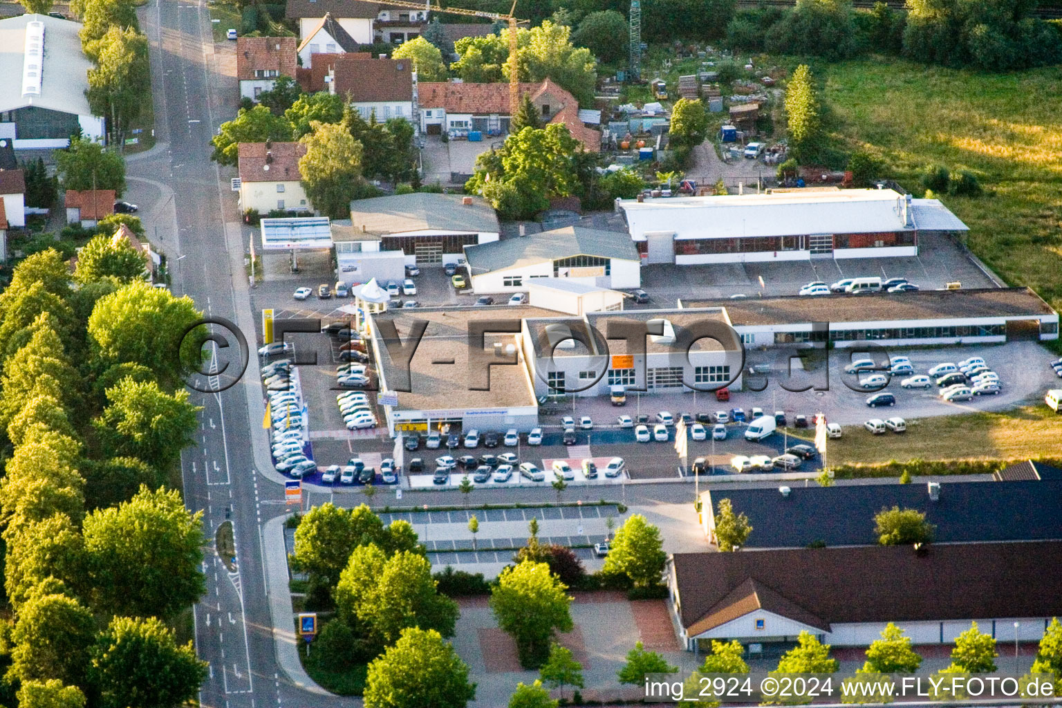 Aerial view of Lauterburgerstr in Kandel in the state Rhineland-Palatinate, Germany