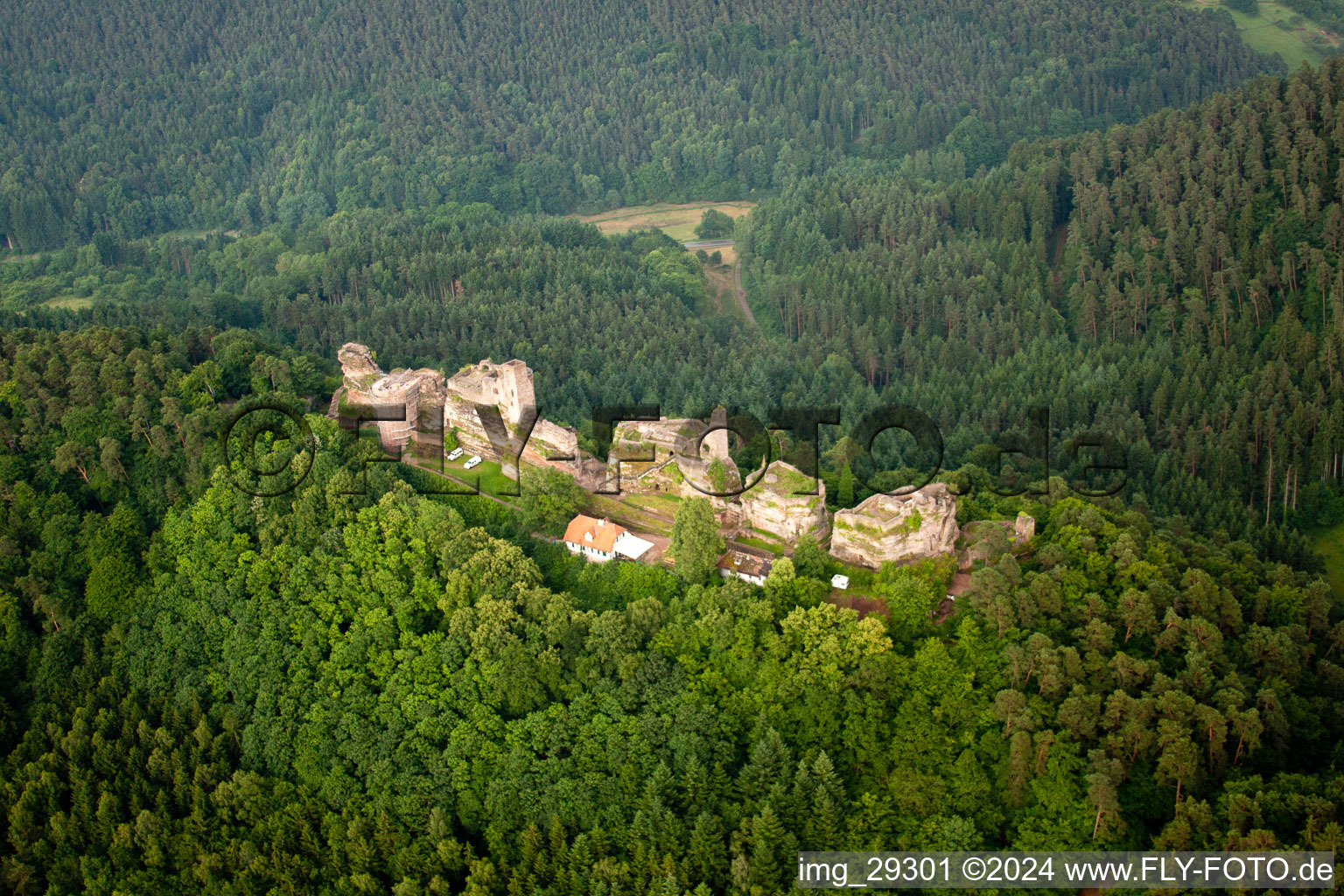 Ruins and vestiges of the former castle and fortress Altdahn in Dahn in the state Rhineland-Palatinate