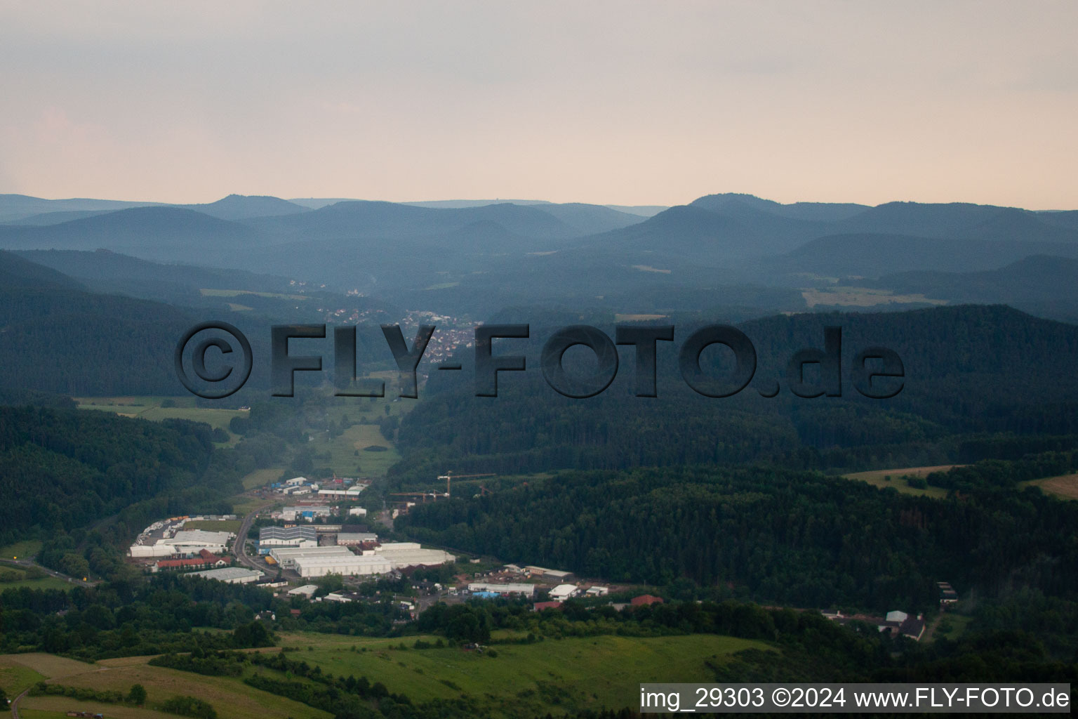 Dahn in the state Rhineland-Palatinate, Germany from the plane