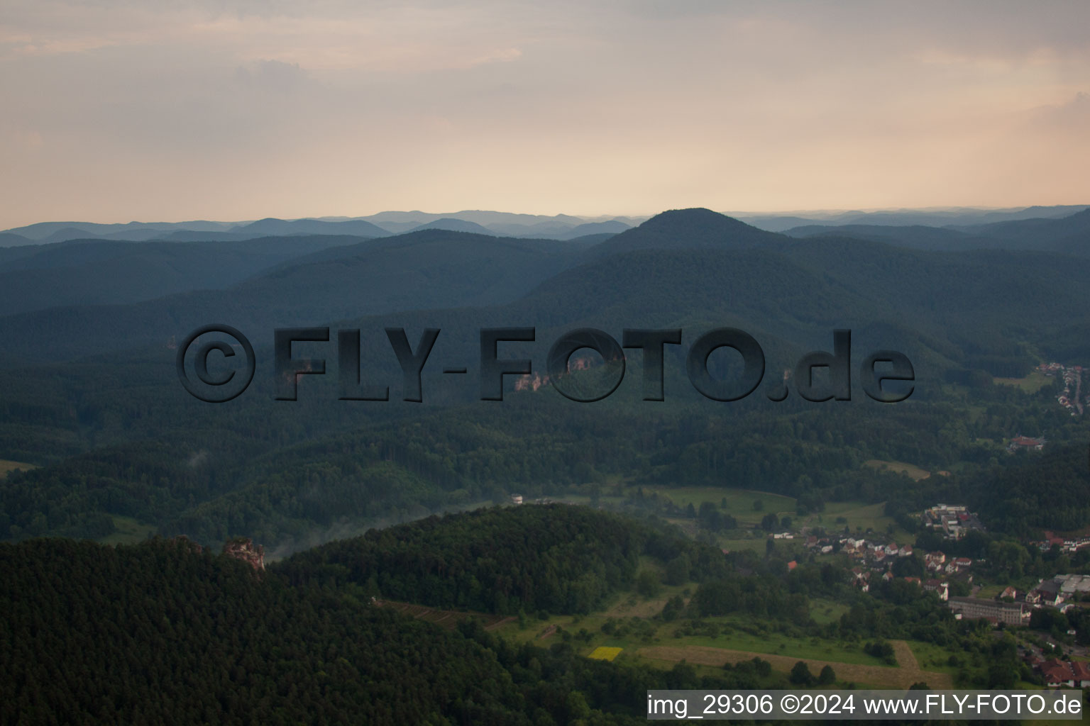 Drone recording of Dahn in the state Rhineland-Palatinate, Germany