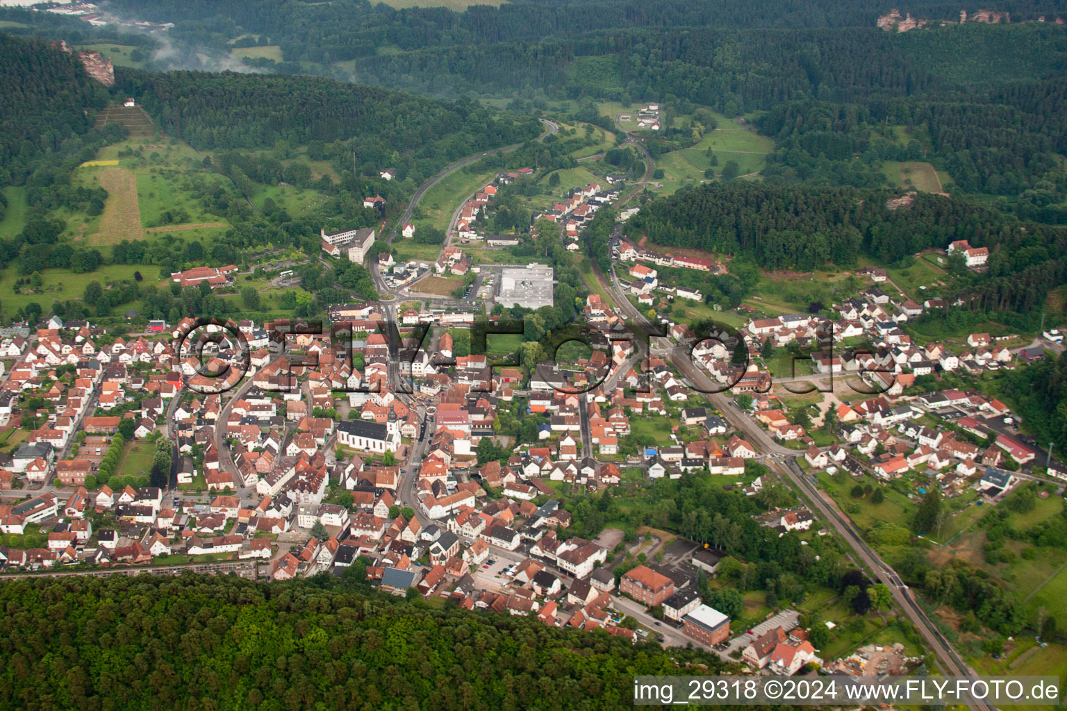 Dahn in the state Rhineland-Palatinate, Germany seen from a drone