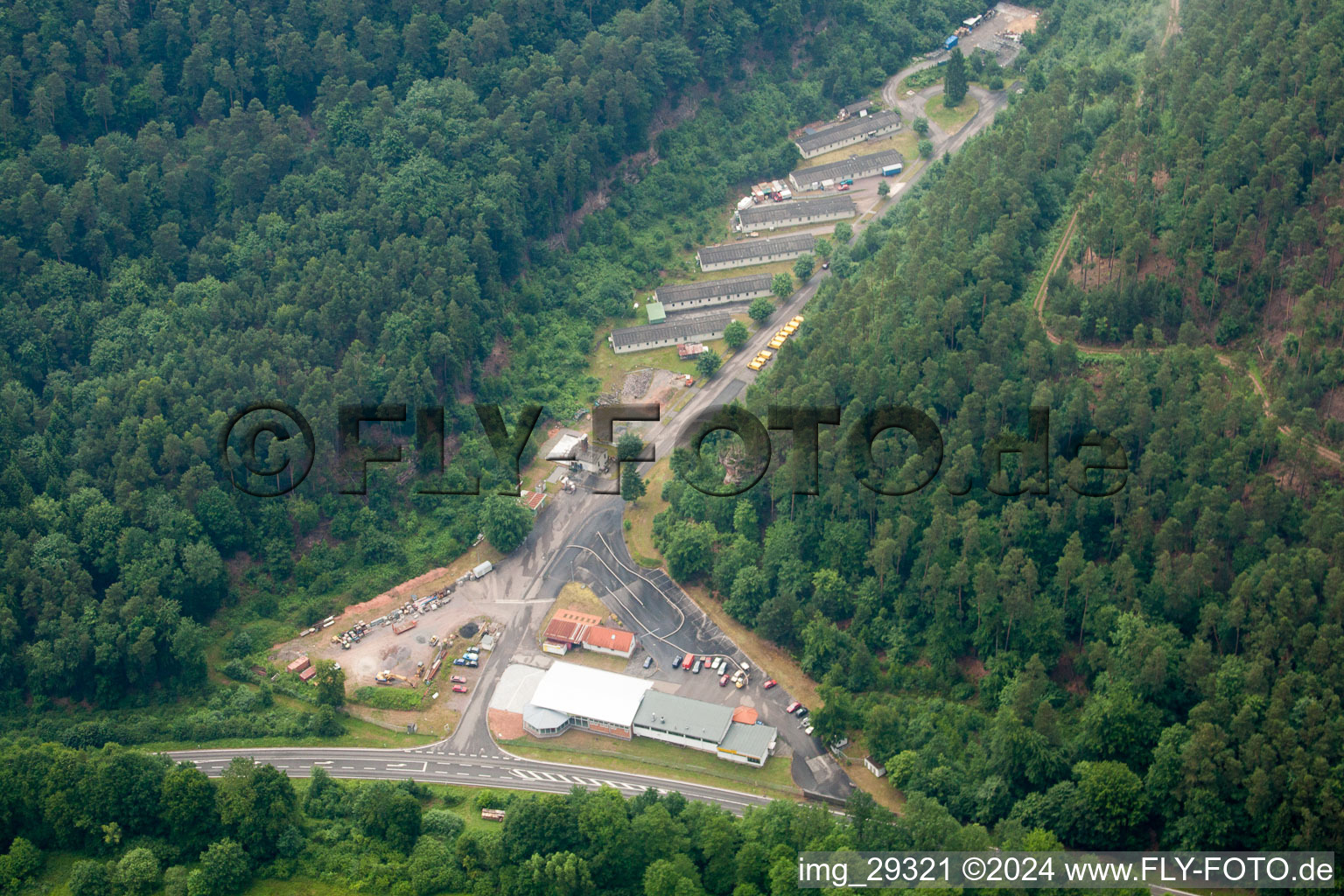 Industrial estate and company settlement Neudahn 2 in den alten Amibaracken in Dahn in the state Rhineland-Palatinate