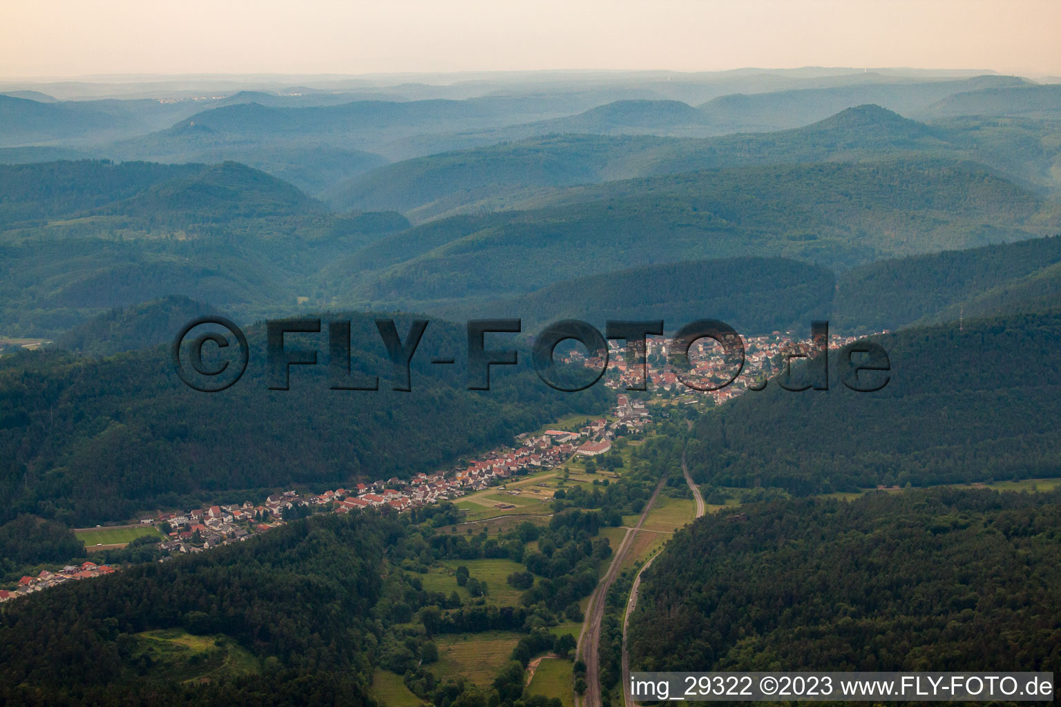 Hinterweidenthal in the state Rhineland-Palatinate, Germany from a drone
