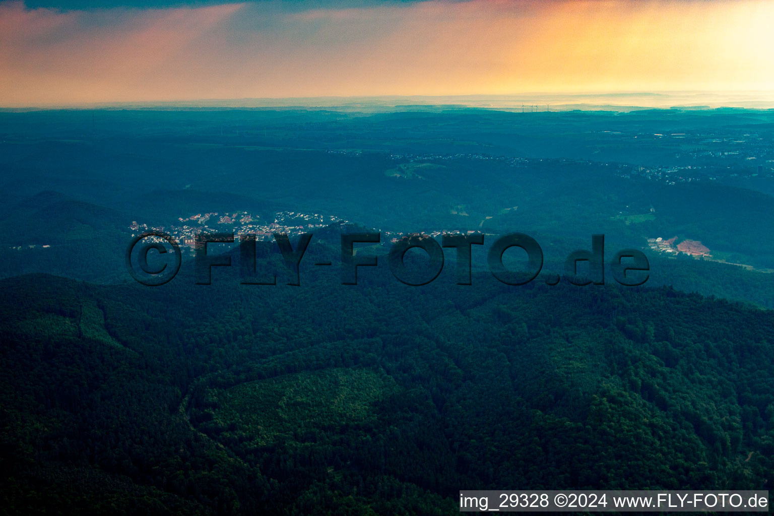 Ruppertsweiler in the state Rhineland-Palatinate, Germany from the plane