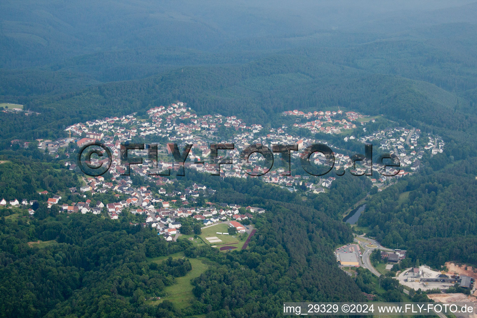 Bird's eye view of Lemberg in the state Rhineland-Palatinate, Germany