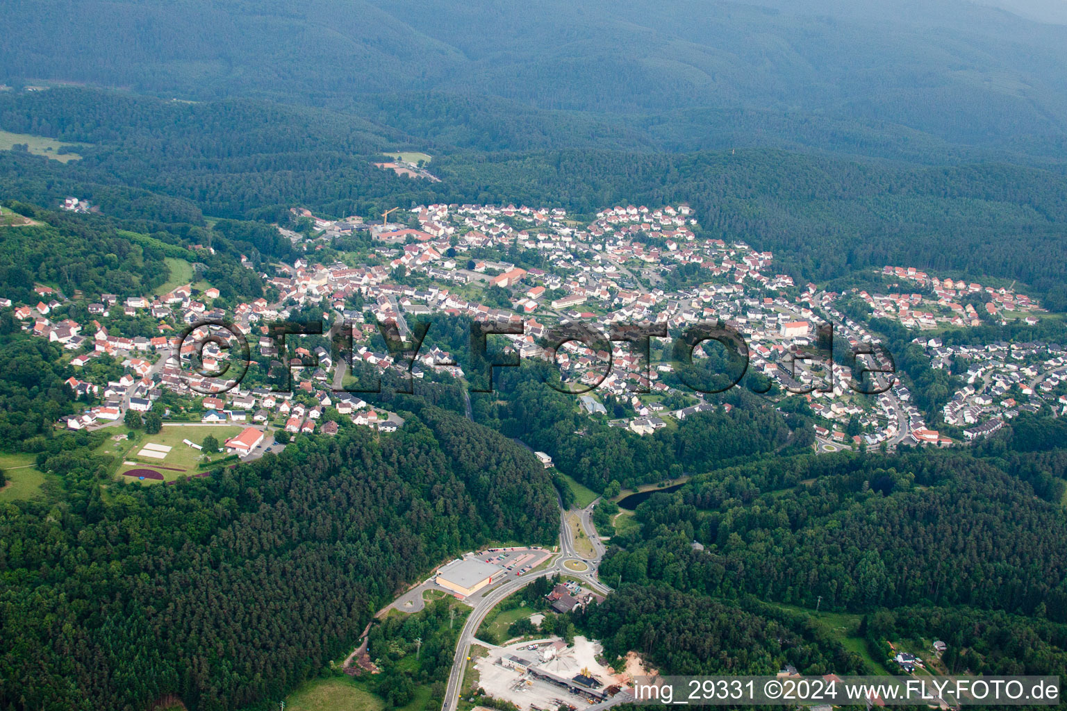 Aerial view of Lemberg in the state Rhineland-Palatinate, Germany