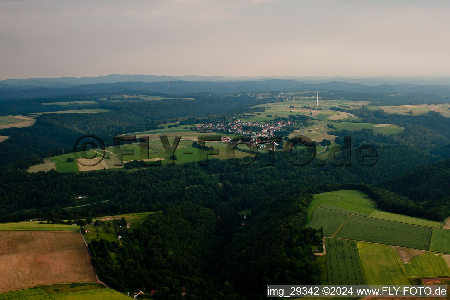 Oblique view of Obersimten in the state Rhineland-Palatinate, Germany