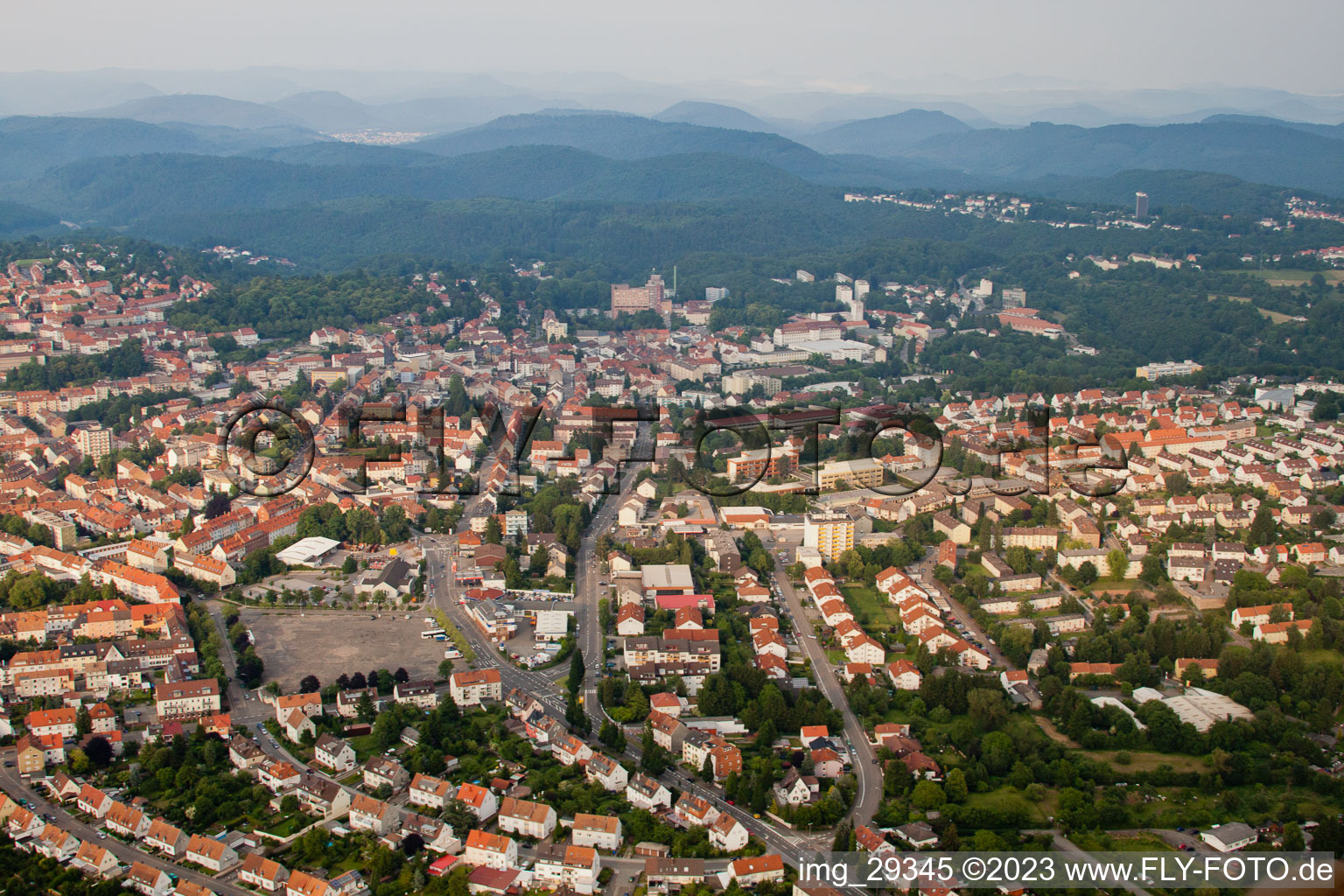 Drone recording of Pirmasens in the state Rhineland-Palatinate, Germany