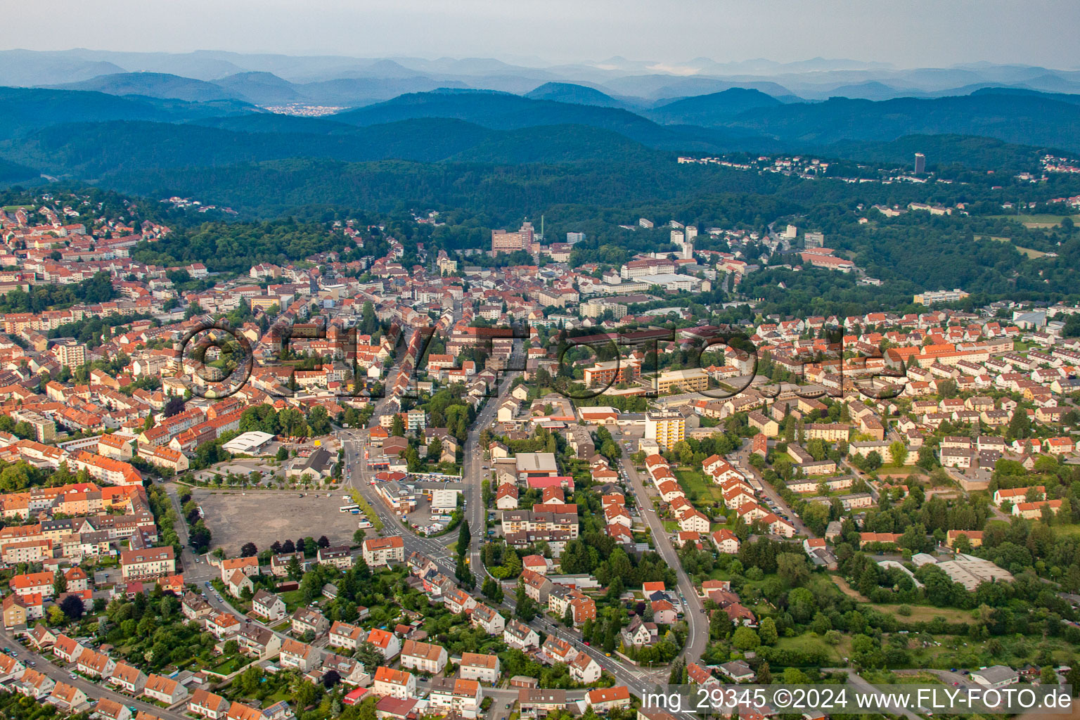 Drone recording of Pirmasens in the state Rhineland-Palatinate, Germany