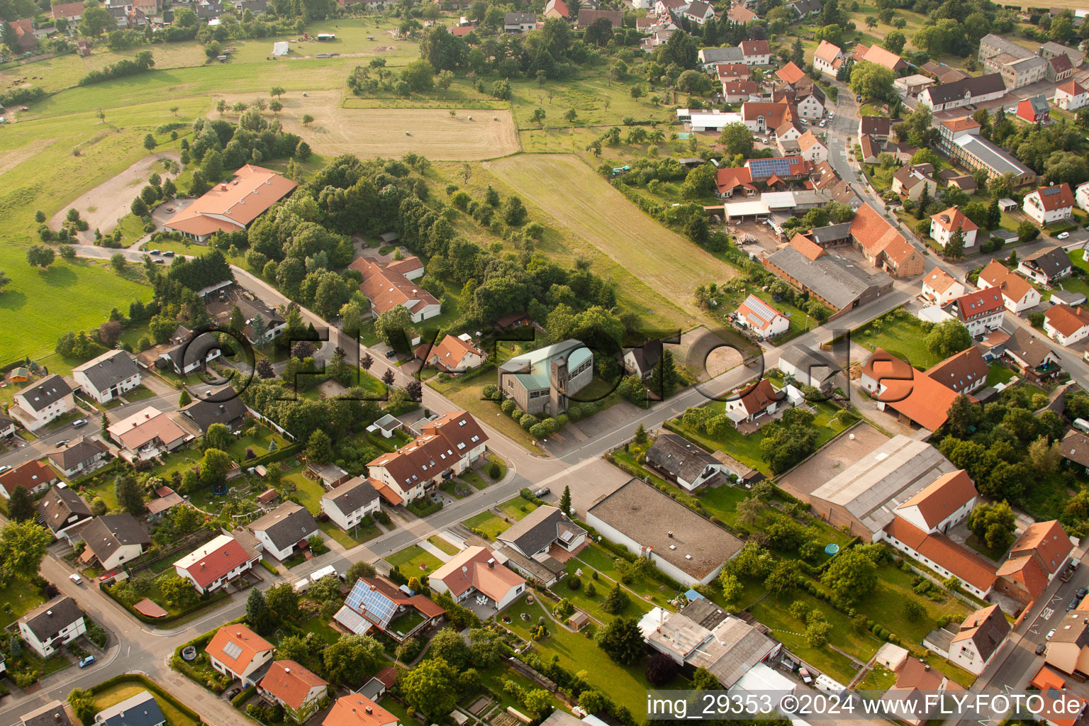 Kindergarten and church in the district Gersbach in Pirmasens in the state Rhineland-Palatinate, Germany