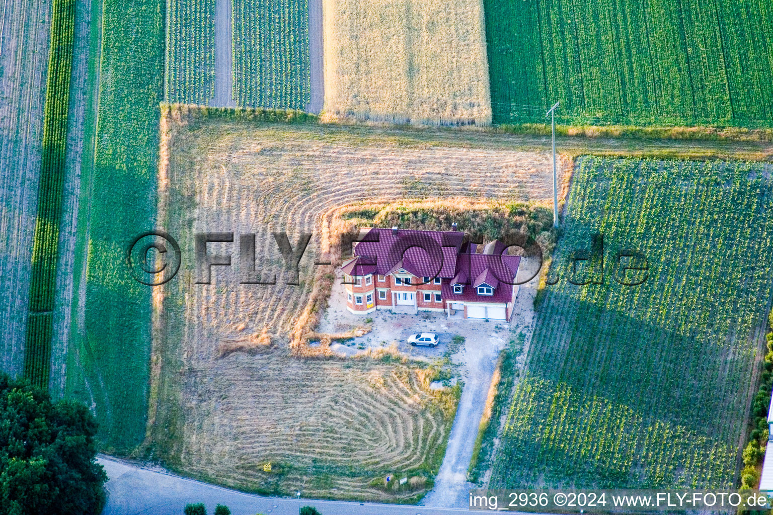 Aerial view of Industrial area, Villa Hinkelstein in Hatzenbühl in the state Rhineland-Palatinate, Germany