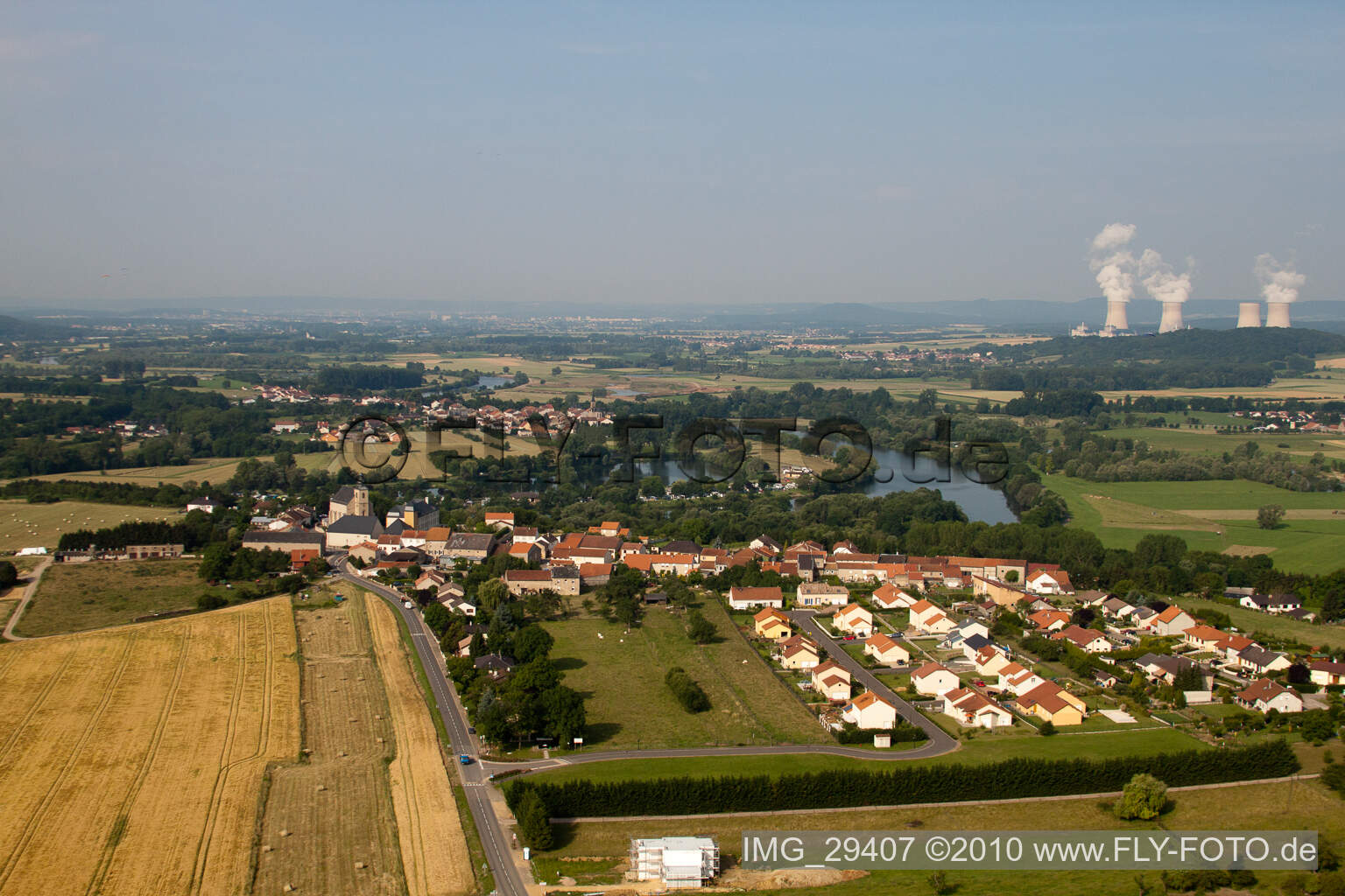 Aerial photograpy of Berg-sur-Moselle in the state Moselle, France
