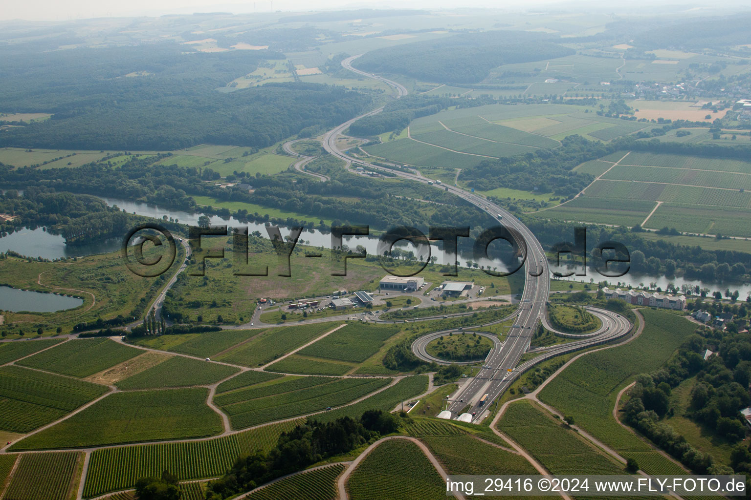 Aerial photograpy of Schengen in the state Remich, Luxembourg