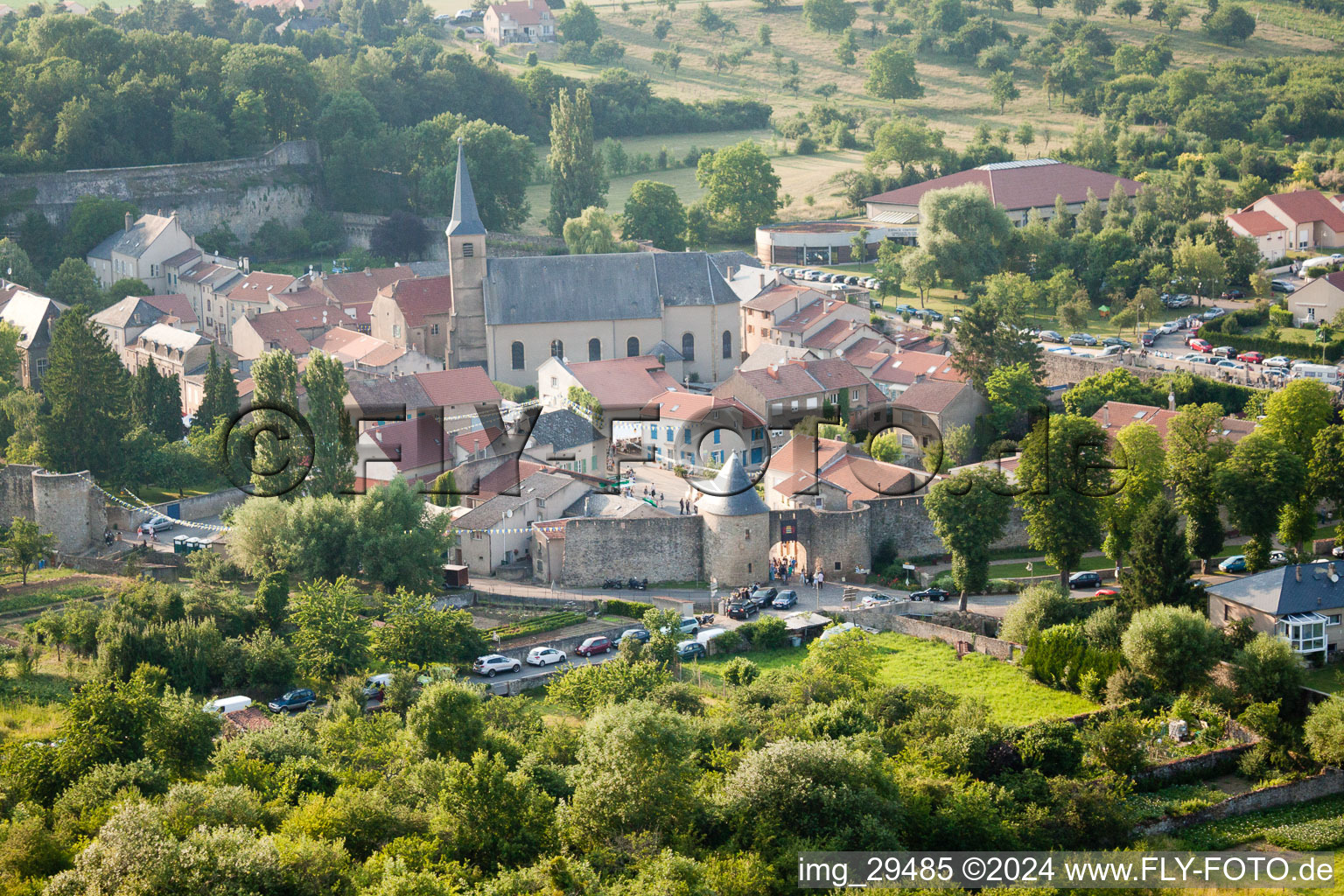 Aerial view of Rodemack in the state Moselle, France