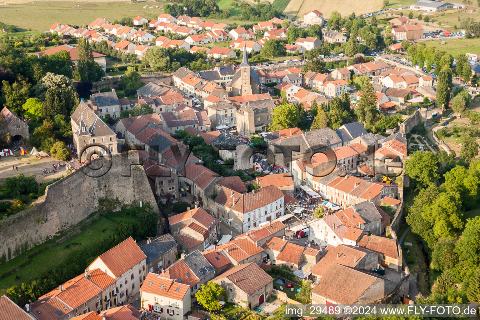 Aerial view of Castle of the fortress Fort Rodemack in Rodemack in Grand Est, France