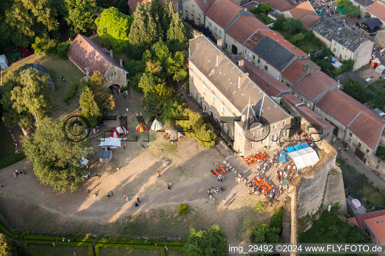 Oblique view of Castle of the fortress Fort Rodemack in Rodemack in Grand Est, France