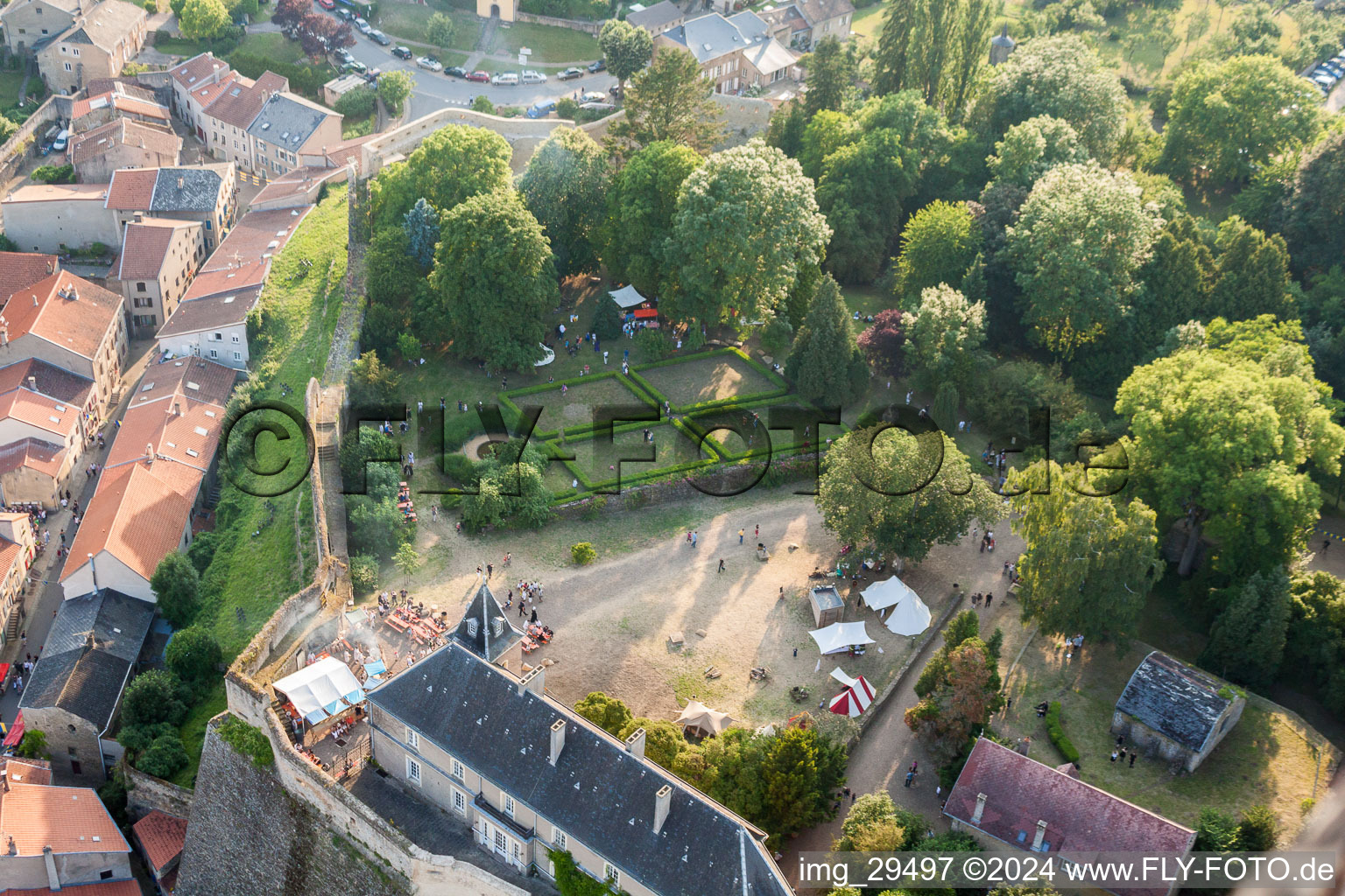 Castle of the fortress Fort Rodemack in Rodemack in Grand Est, France from above