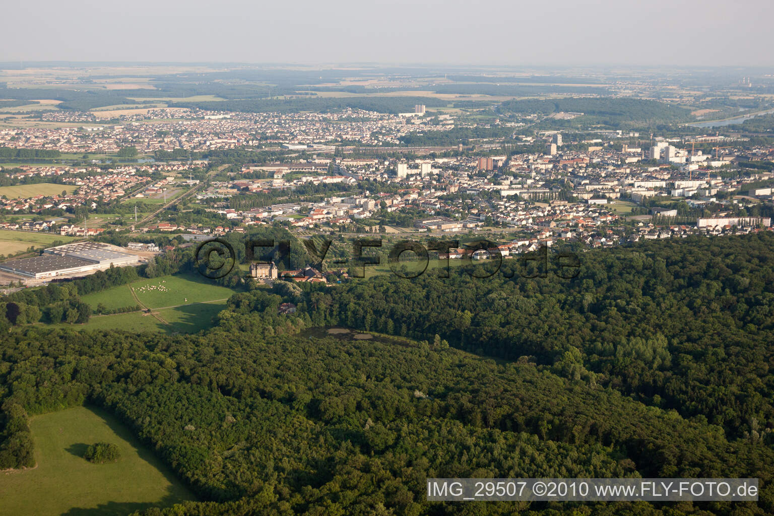 Aerial view of Thionville in the state Moselle, France