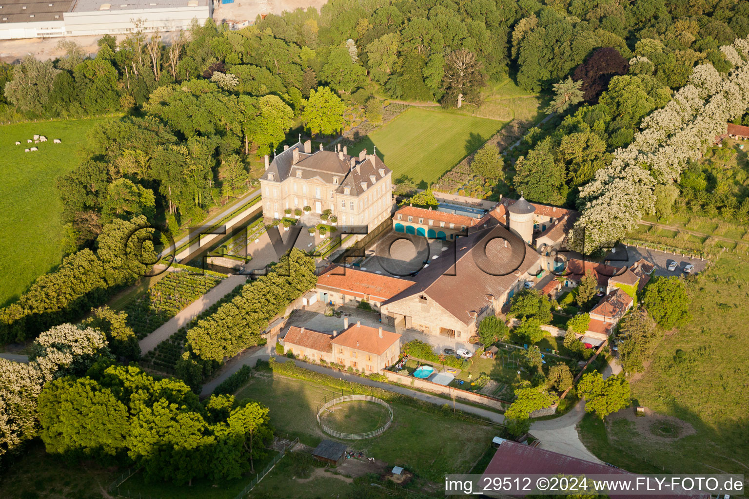 Oblique view of Château de La Grange in Manom in the state Moselle, France