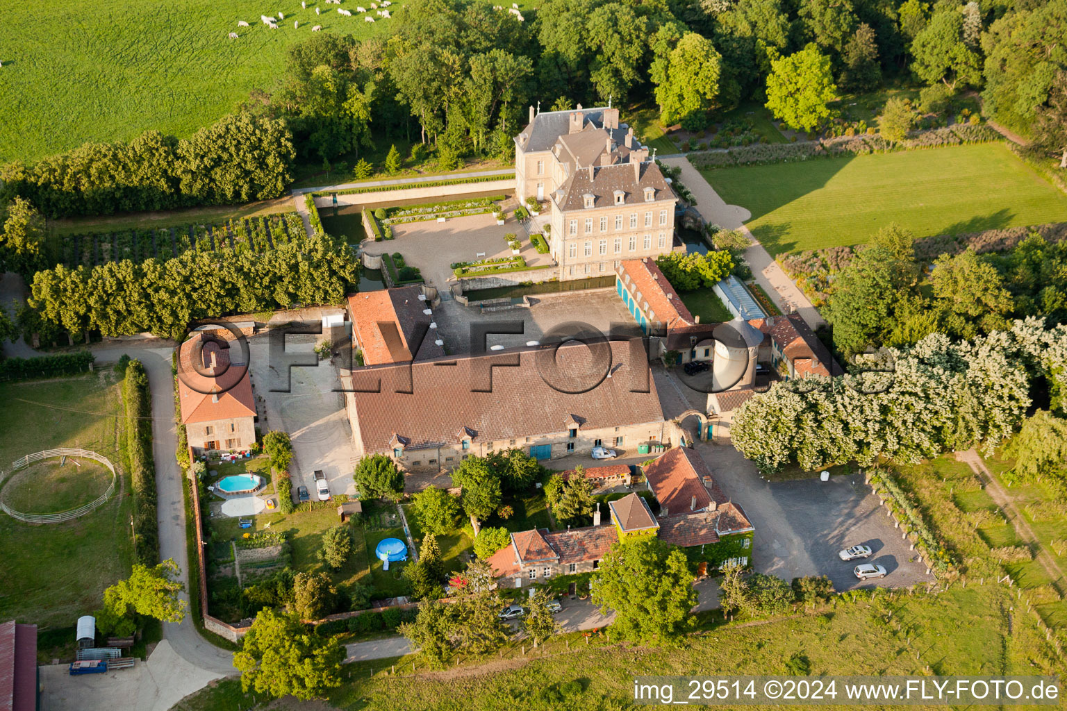 Château de La Grange in Manom in the state Moselle, France from above