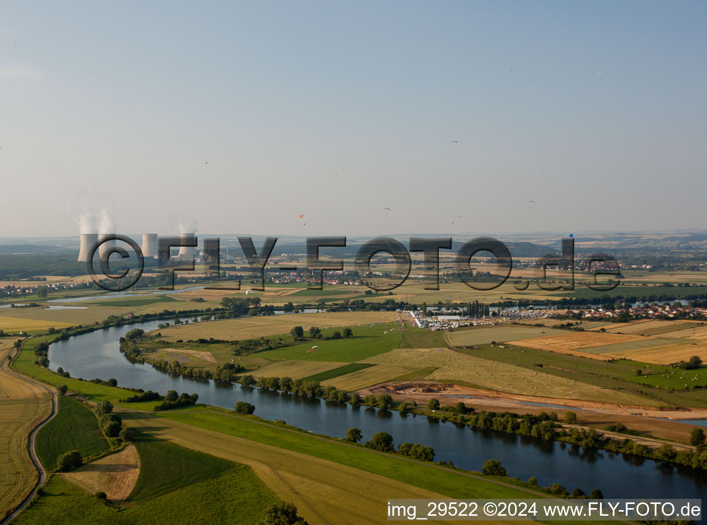 Aerial view of Site of the nuclear power plant (NPP also, NPP or nuclear power plant) near the Mosel river in Cattenom in Alsace-Champagne-Ardenne-Lorraine, France