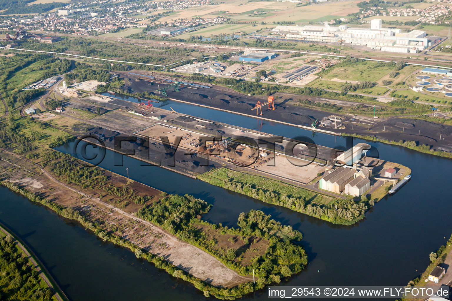 Port on the Moselle in the district Sollac Ebange Elsa Sainte-Agathe in Florange in the state Moselle, France