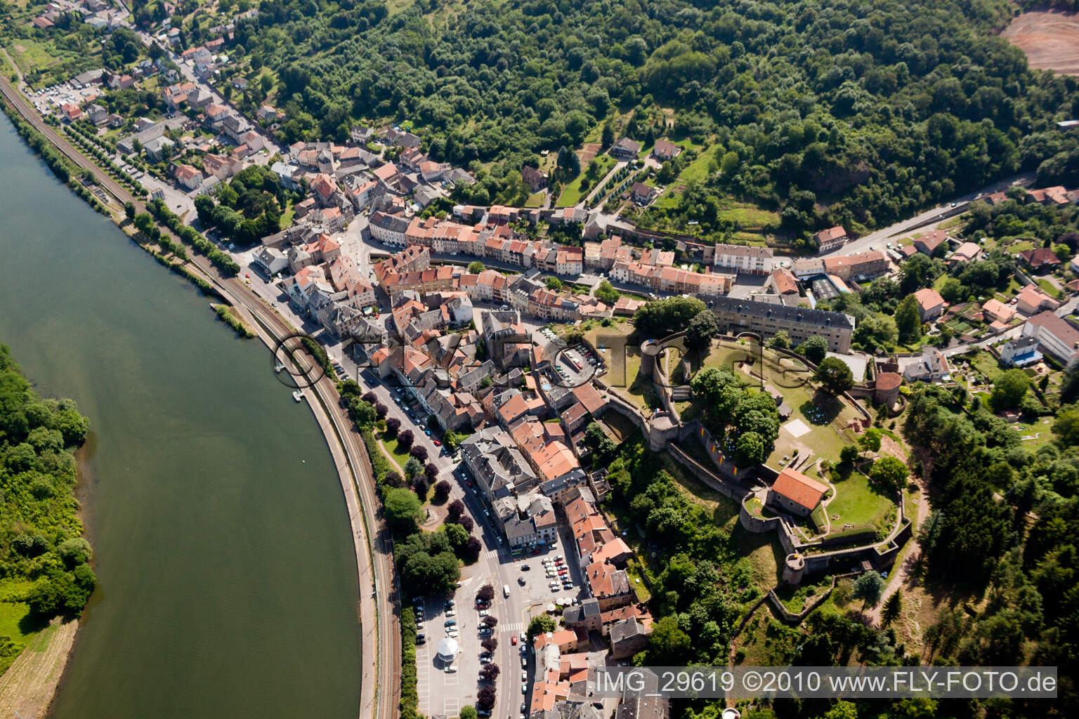 Aerial photograpy of Sierck-les-Bains in the state Moselle, France