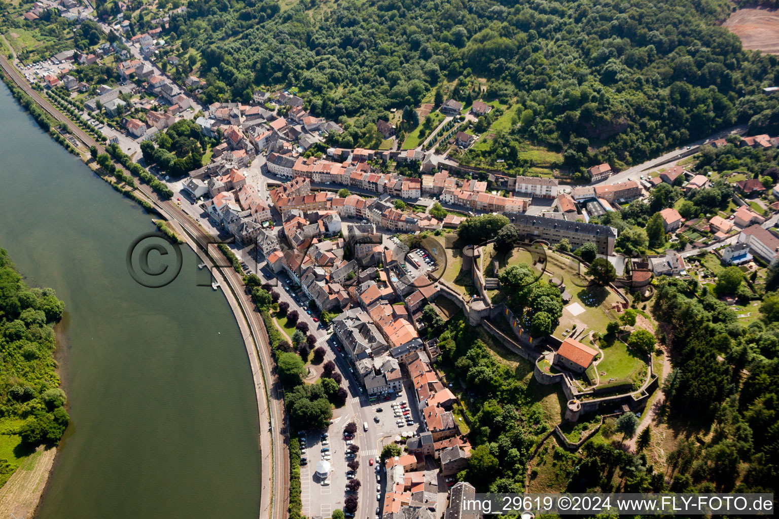 Aerial photograpy of Sierck-les-Bains in the state Moselle, France