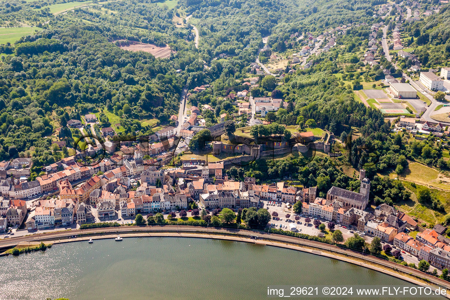 Village on the river bank areas of the river Mosel in Sierck-les-Bains in Grand Est, France