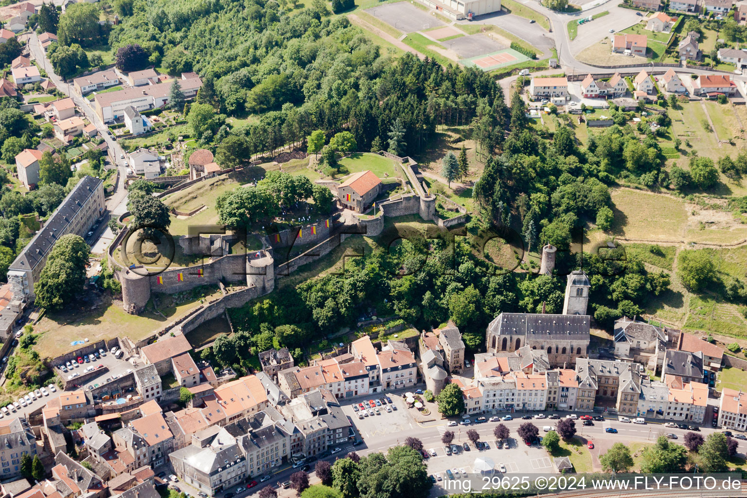 Oblique view of Sierck-les-Bains in the state Moselle, France