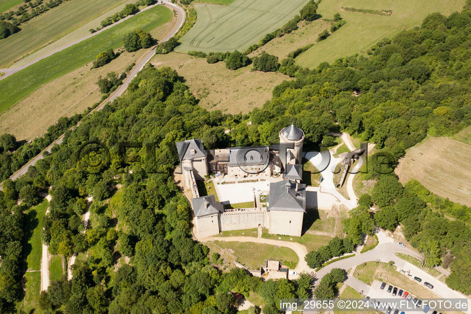 Château Mensberg in Manderen in the state Moselle, France out of the air