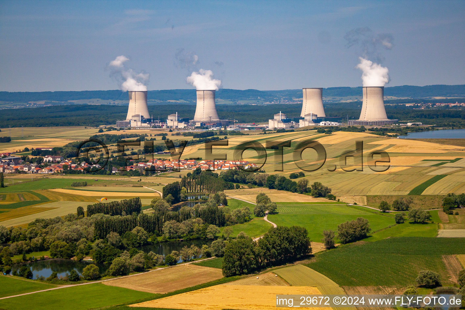 Building remains of the reactor units and facilities of the NPP nuclear power plant in Cattenom in Alsace-Champagne-Ardenne-Lorraine, France