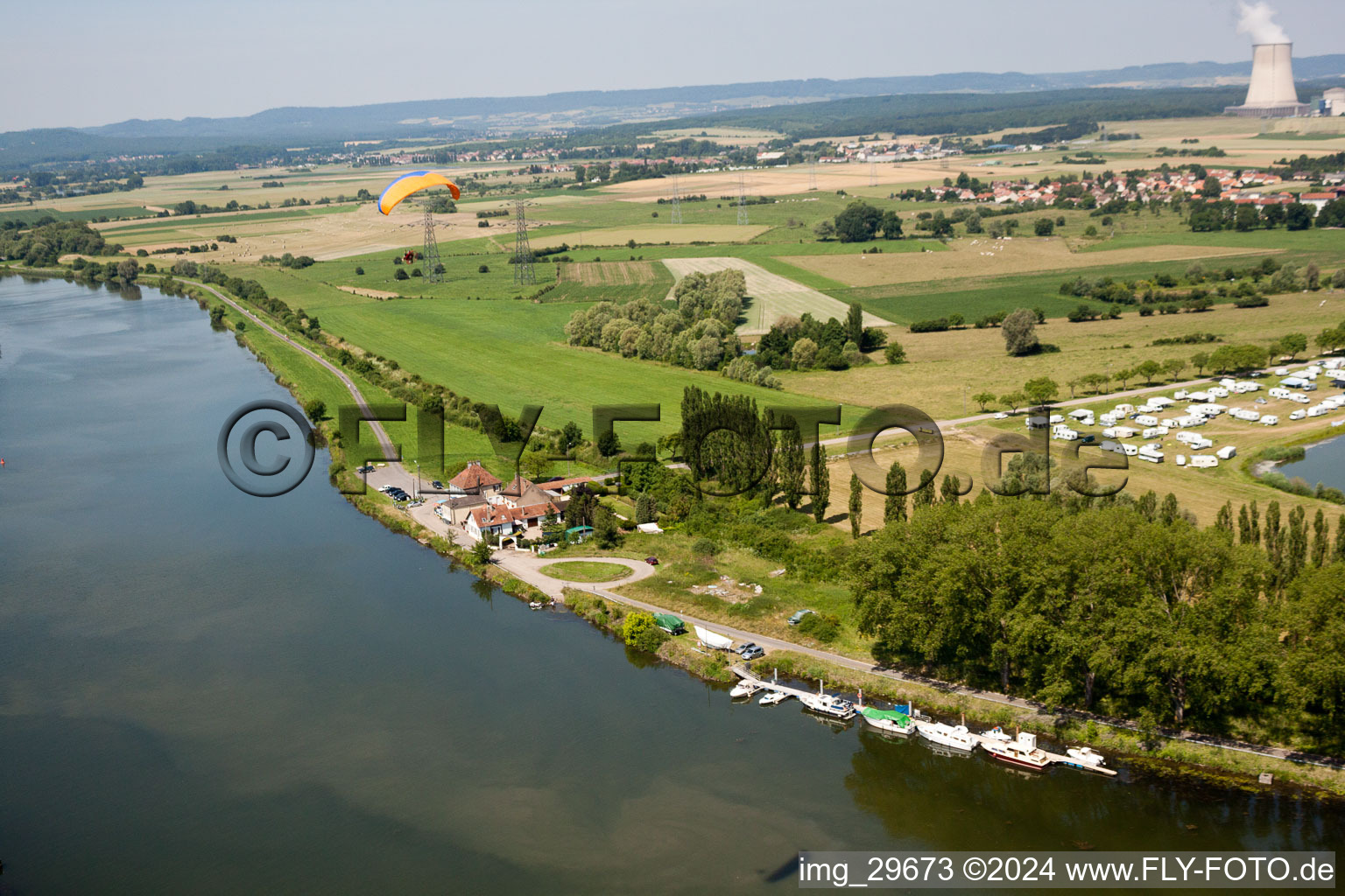 Moselle ferry pier in Kœnigsmacker in the state Moselle, France