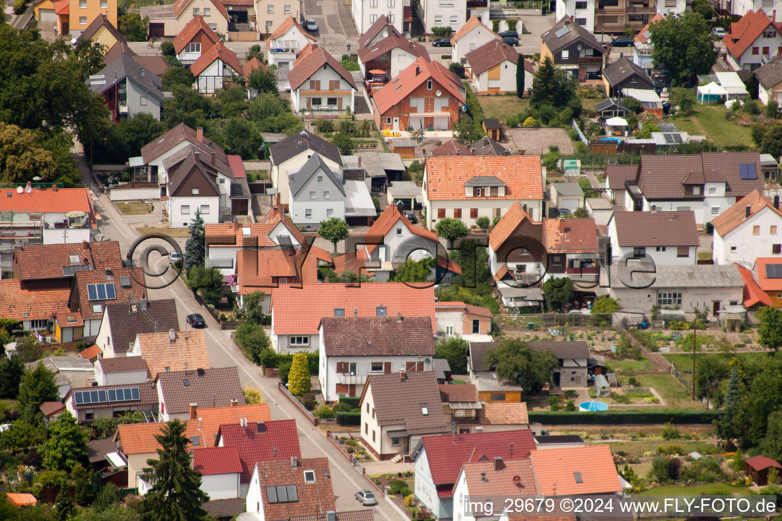 Waldstr in Kandel in the state Rhineland-Palatinate, Germany from a drone