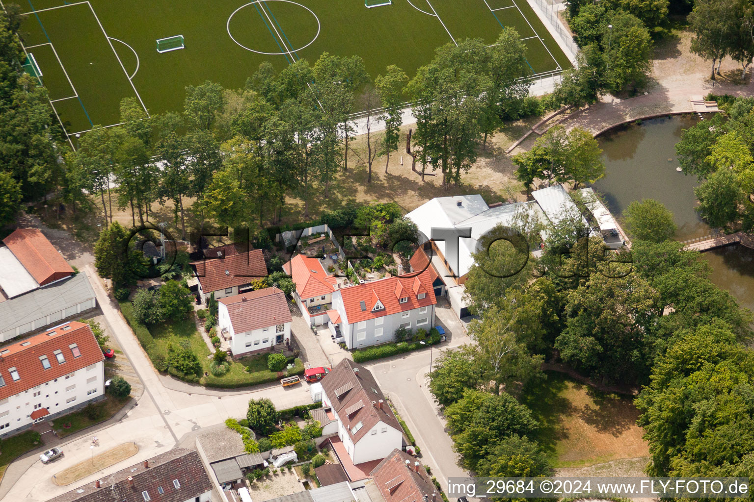 Elsaesserstr in Kandel in the state Rhineland-Palatinate, Germany from the drone perspective