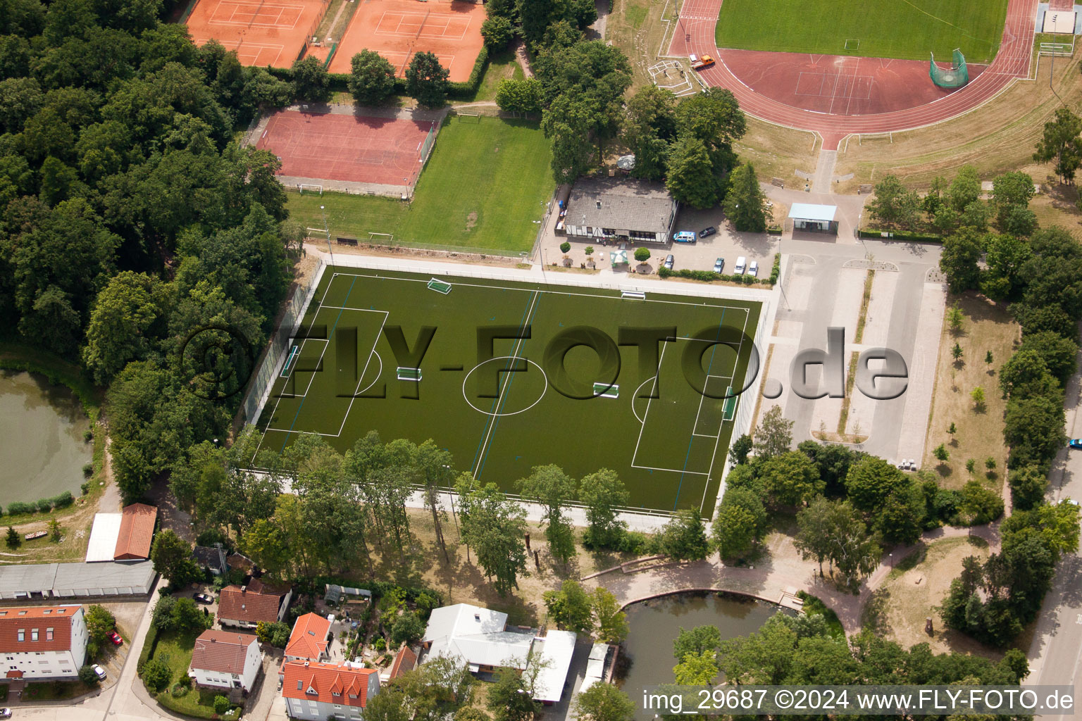 Artificial turf football pitch in Kandel in the state Rhineland-Palatinate, Germany