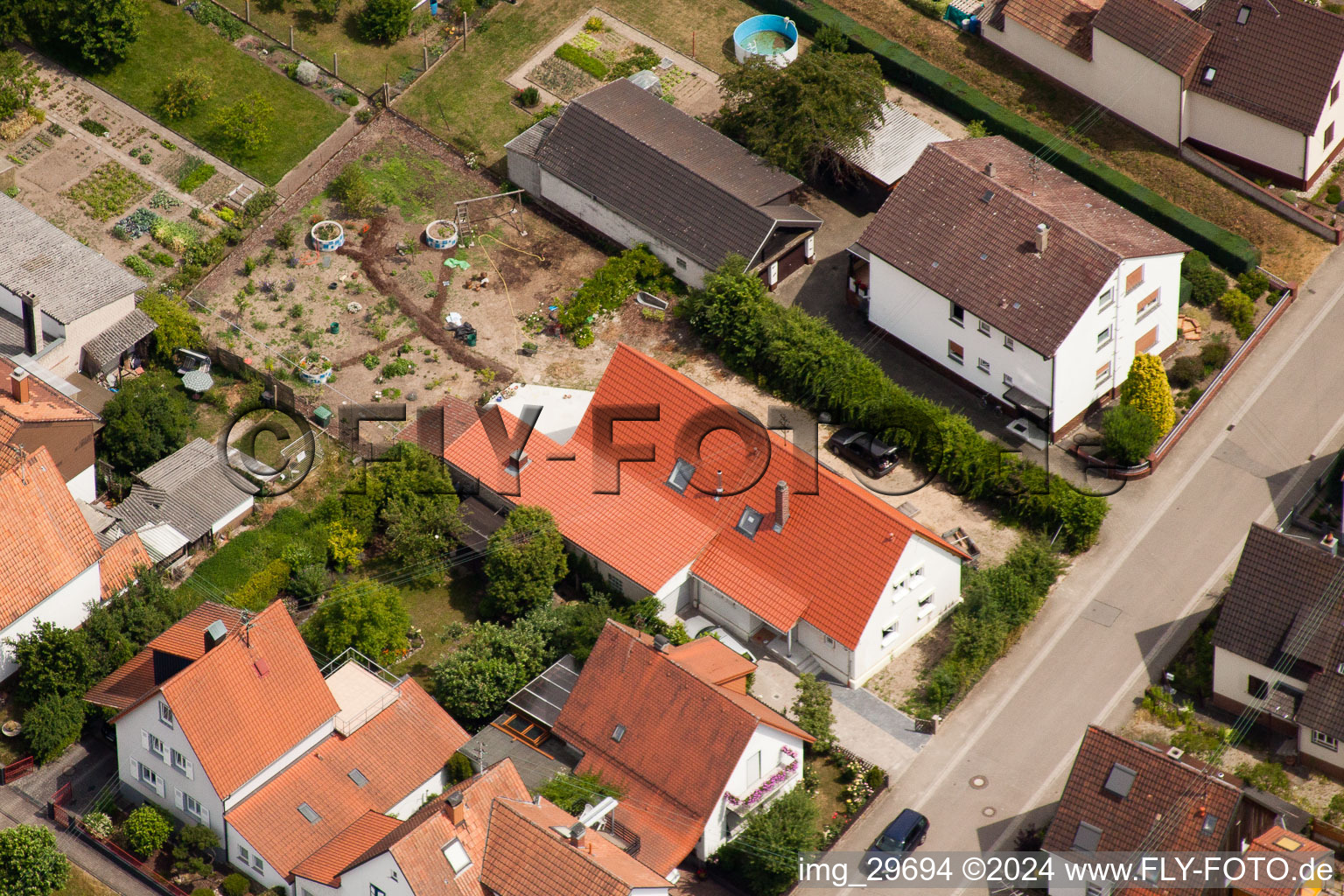 Waldstr in Kandel in the state Rhineland-Palatinate, Germany seen from a drone