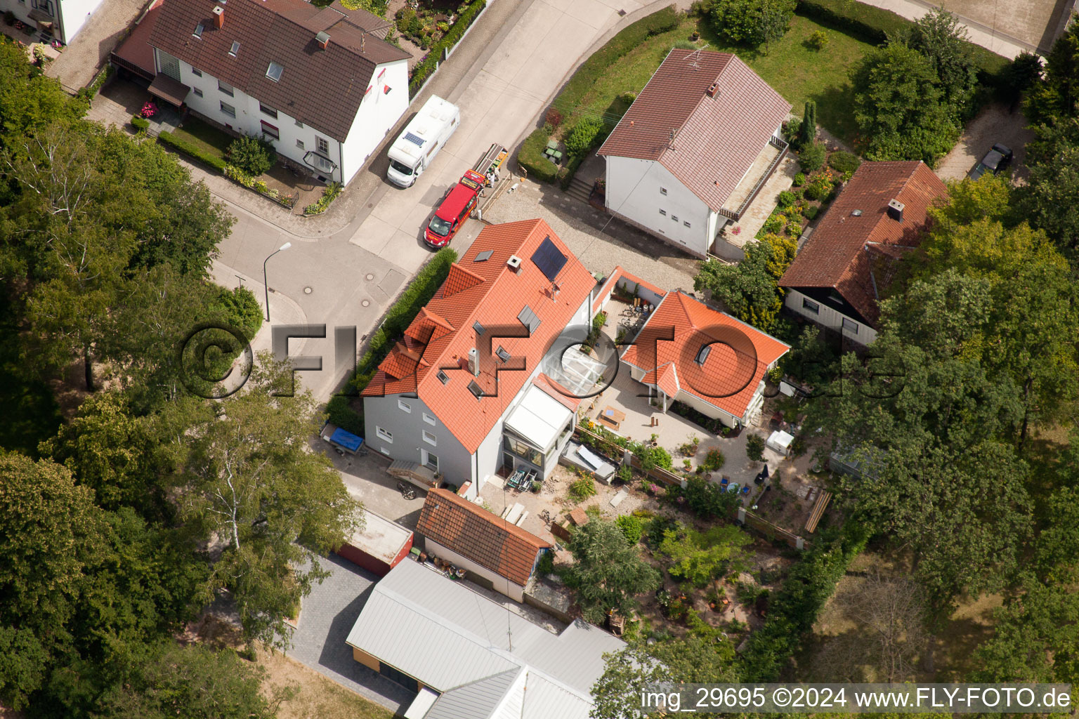 Aerial view of Elsässerstr in Kandel in the state Rhineland-Palatinate, Germany