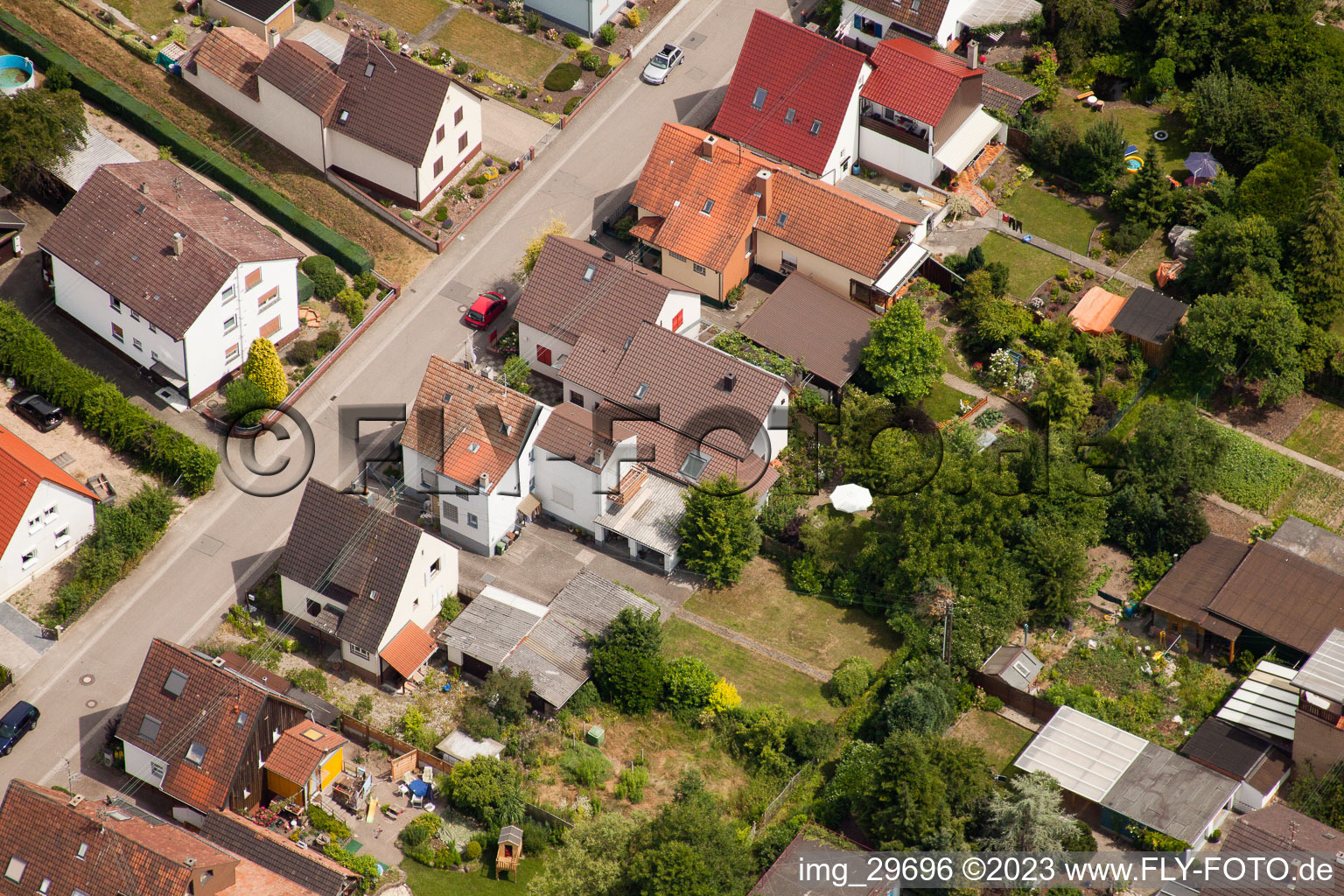 Aerial view of Waldstr in Kandel in the state Rhineland-Palatinate, Germany