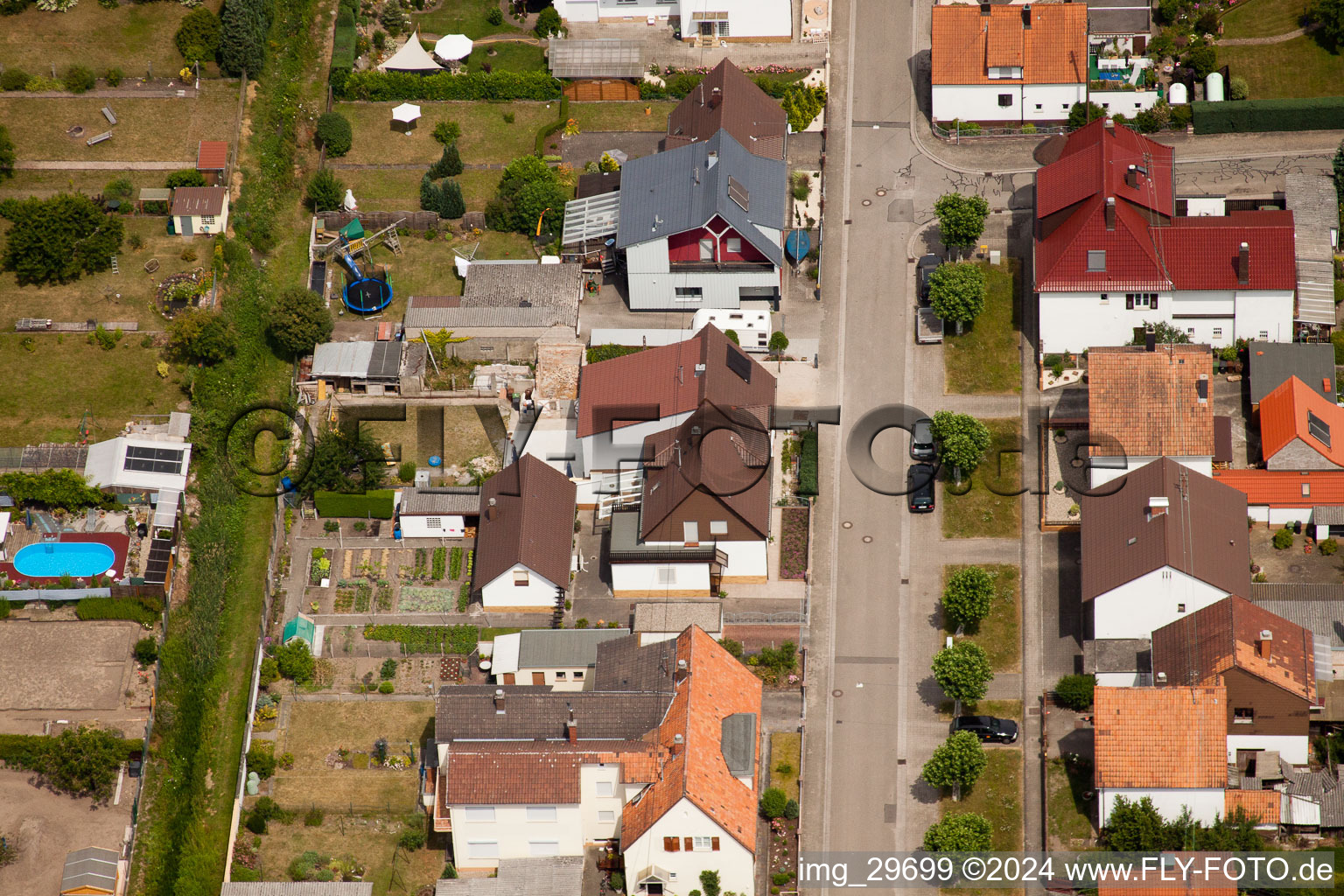 Aerial view of Haardtstr in Kandel in the state Rhineland-Palatinate, Germany