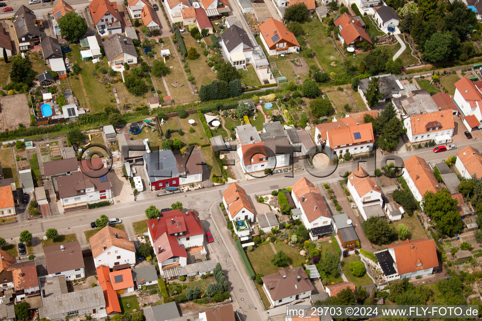 Haardtstr in Kandel in the state Rhineland-Palatinate, Germany from above